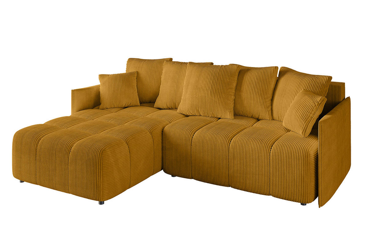 ECKSOFA Ottomane links LONLI-L 251x189x68 Currygelb Cord - Currygelb, Holzwerkstoff/Kunststoff (251/189cm) - ALTDECOR