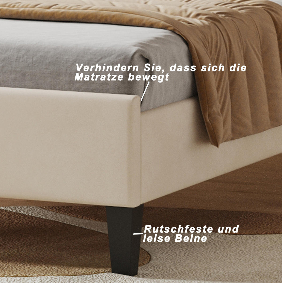 POLSTERBETT 90/200 cm Beige mit Blumen-Kopfteil Samtbezug Lattenrost inklusive - Beige, Textil (90/200cm) - OKWISH