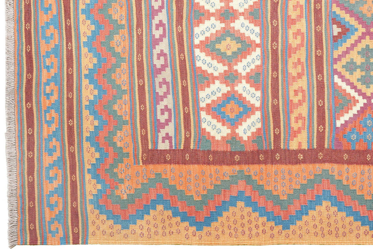 HANDWEBTEPPICH Sumak Sirdjan Kelim Bunt 234/156 cm Schurwolle - Multicolor, Textil (156/234cm) - Looma