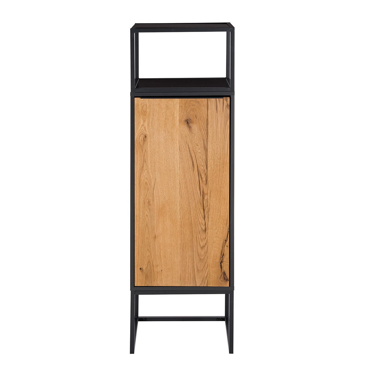 SCHRANK - Eiche / Anthrazit - Echtholzfurnier - Eichefarben/Anthrazit, Holzwerkstoff/Metall (50/165/40cm) - home24