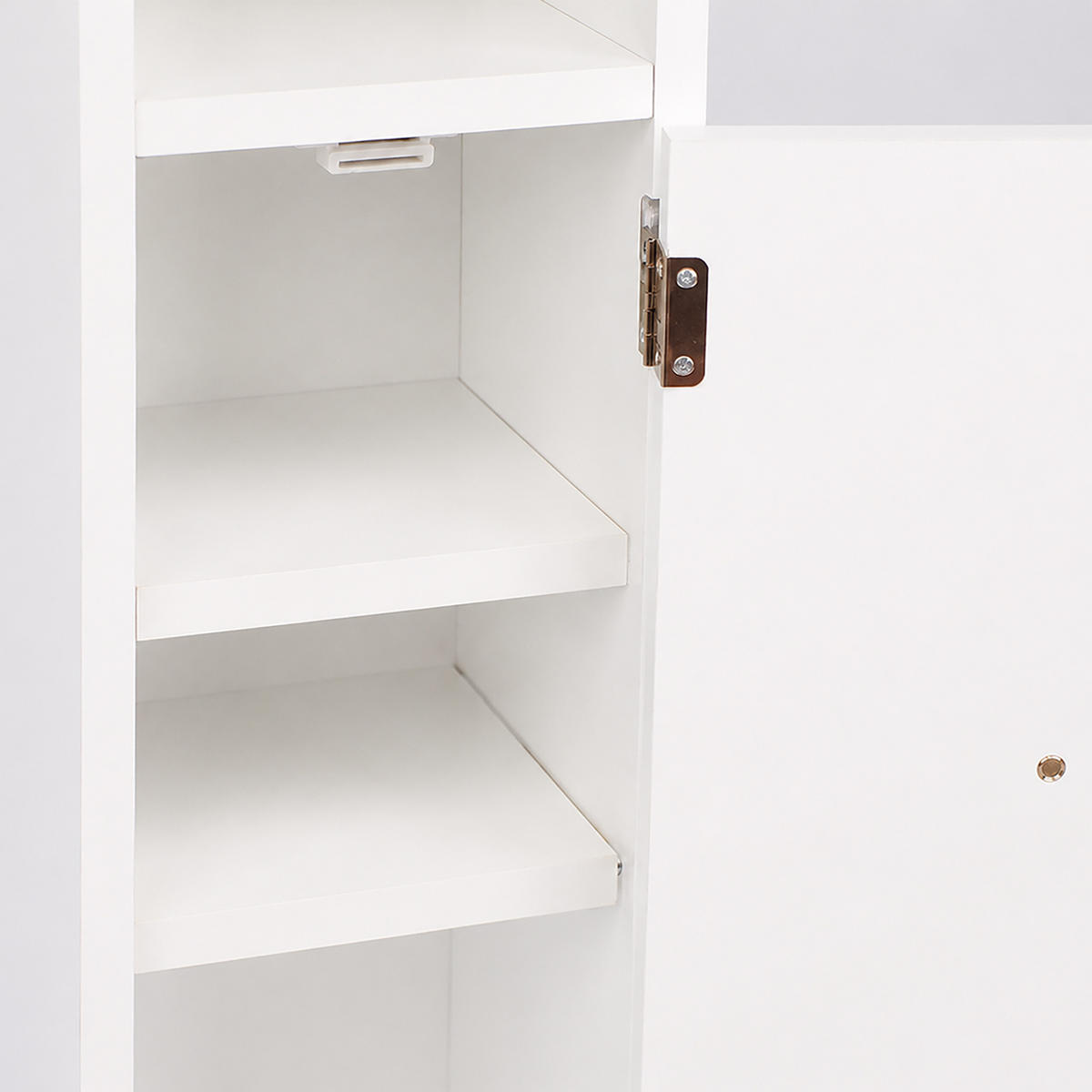 BADEZIMMERSCHRANK Weiß Landhausstil 80 cm - Silberfarben/Weiß, Holzwerkstoff/Metall (18/80/20cm) - Relaxdays