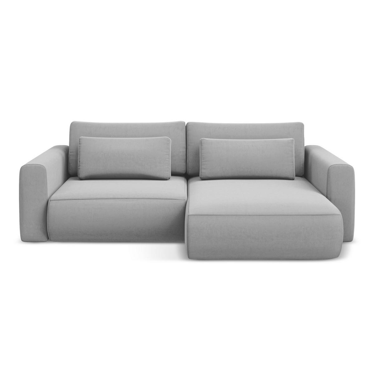 ECKSOFA mit Schlaffunktion Samt Stoff Grau - Schwarz/Grau, Kunststoff/Textil (240/149cm) - LaMiaSofa