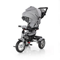 DREIRAD Neo 4 in 1 grau/schwarz Luftreifen, Schiebestange, Sitz drehbar, verstellbar - Hellgrau, Metall (120/55/104cm) - Lorelli