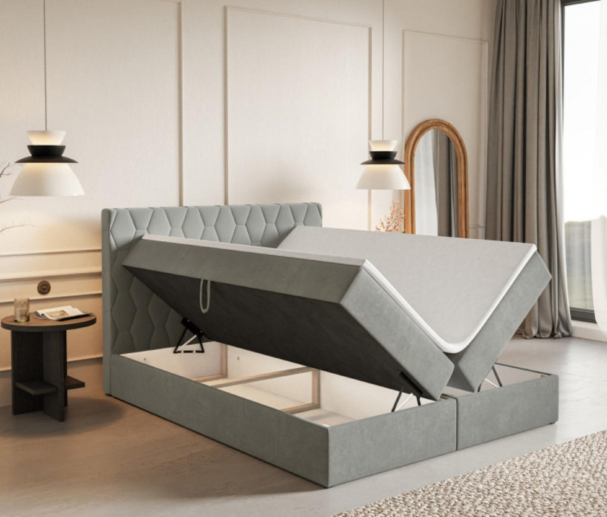 BETT Grau G8 Mit Bettkasten 180x200 cm - Grau, Textil (180/200cm) - Sepro Meble