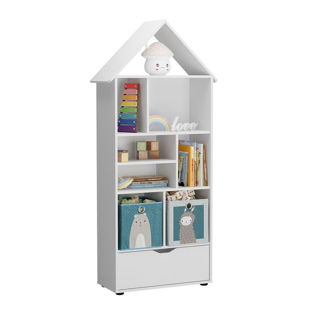 KINDERREGAL Estell Weiß 71 x 178.5 cm - Weiß, Holzwerkstoff (71/178.5/32.1cm) - Vicco