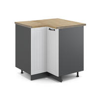 ECKUNTERSCHRANK Fame-Line Weiß Landhaus 80.5 cm , AP Eiche - Anthrazit/Weiß, Holzwerkstoff (80.5/82/60cm) - Vicco