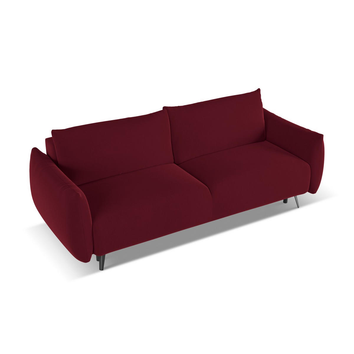 3-SITZER SOFA mit Schlaffunktion Samt Stoff Rot - Bordeaux/Rot, Textil/Metall (230/86/105cm) - LaMiaSofa
