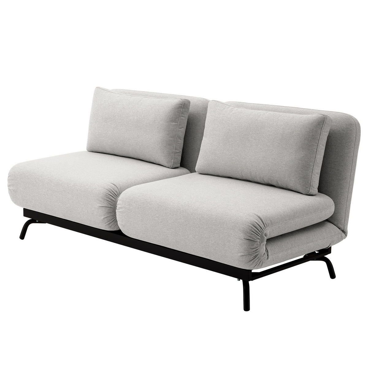 SCHLAFSOFA mit Relaxfunktion - Webstoff - Hellgrau/Schwarz, Textil (184/78/85cm) - home24