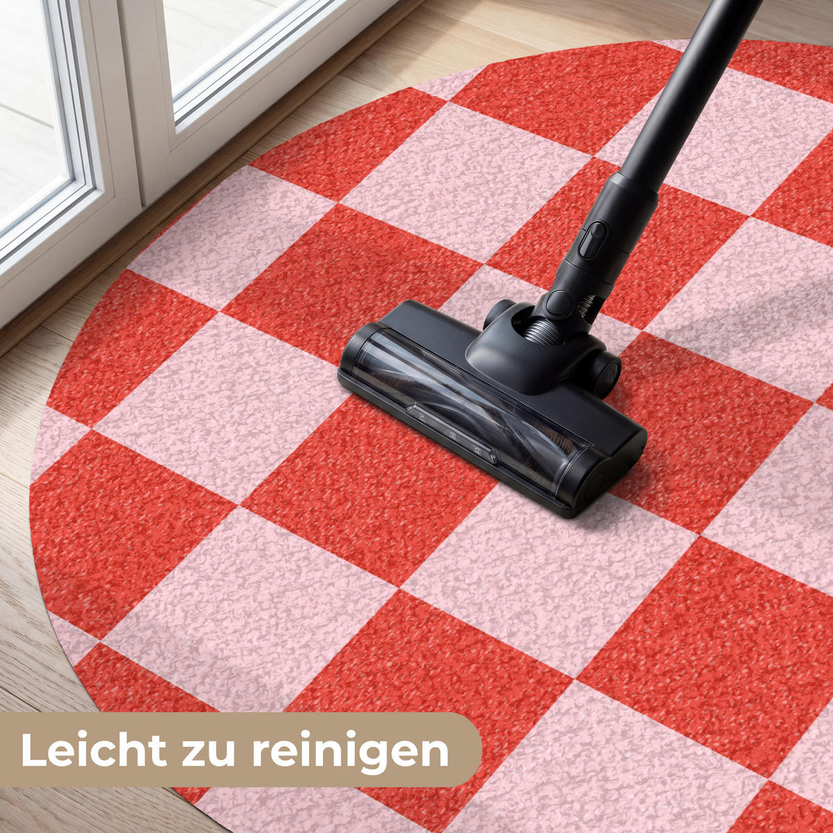 FUSSMATTE Schachbrettmuster - Rot - Rosa - Würfel Türmatte 120x120 cm - Rot, Kunststoff (120/120cm) - MuchoWow