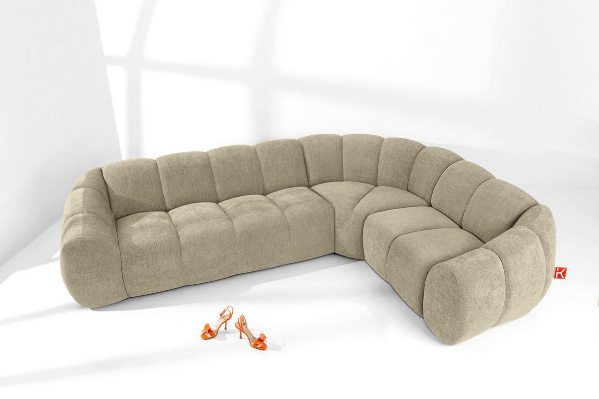 ECKSOFA RECHTS FLAVA, Sandfarben - Sandfarben, Holz/Holzwerkstoff (310/230cm) - KONSIMO®