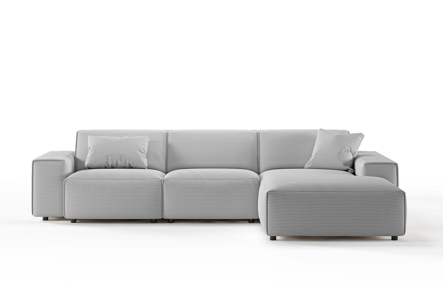 ECKSOFA RANI Hellgrau Cord - Hellgrau/Schwarz, Kunststoff/Textil (299/189cm) - KAWOLA