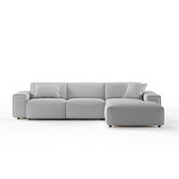 ECKSOFA RANI Hellgrau Cord - Hellgrau/Schwarz, Kunststoff/Textil (299/189cm) - KAWOLA