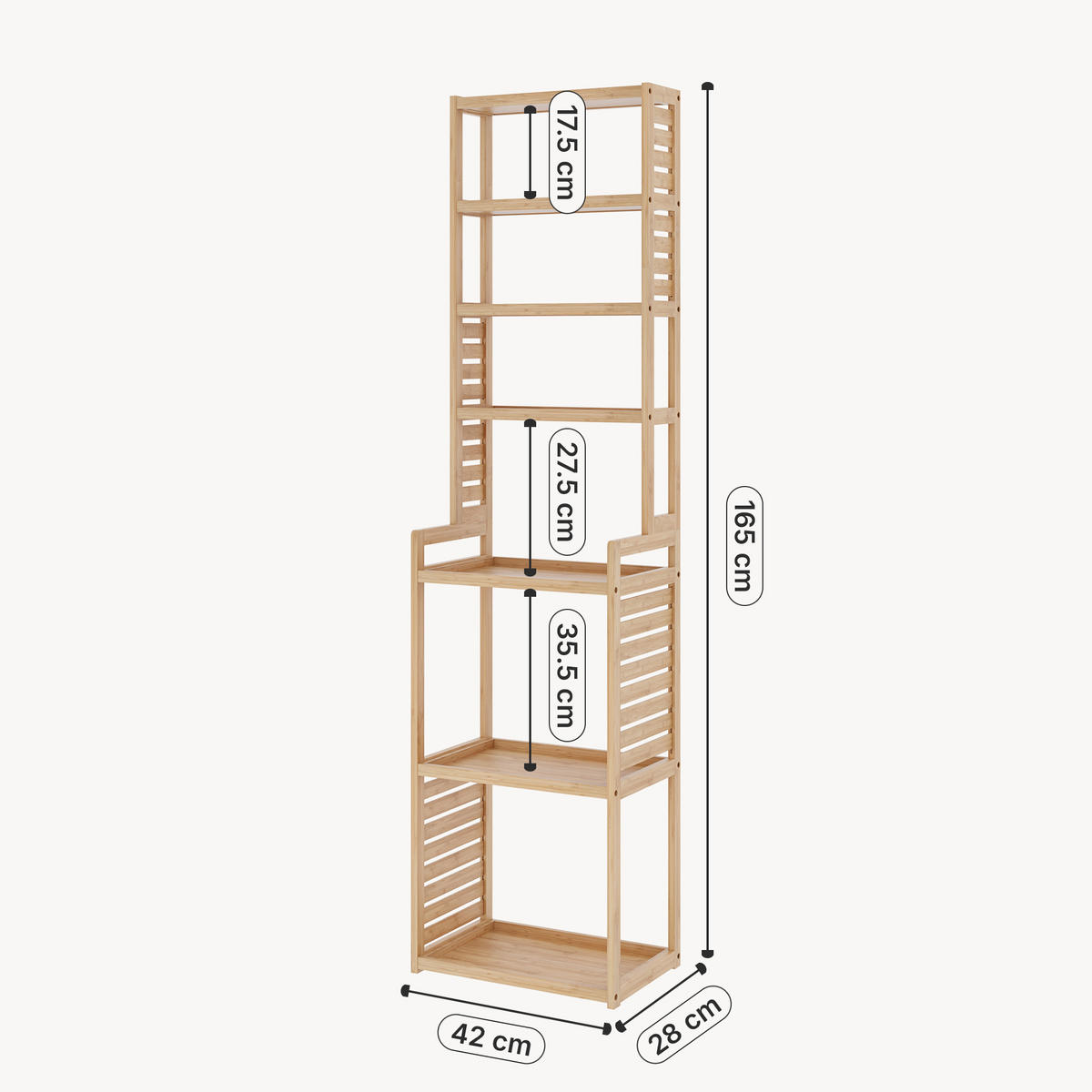 KÚPEĽŇOVÁ POLIČKA Forssa - prírodná farba, drevo (42/165/28cm) - [en.casa]