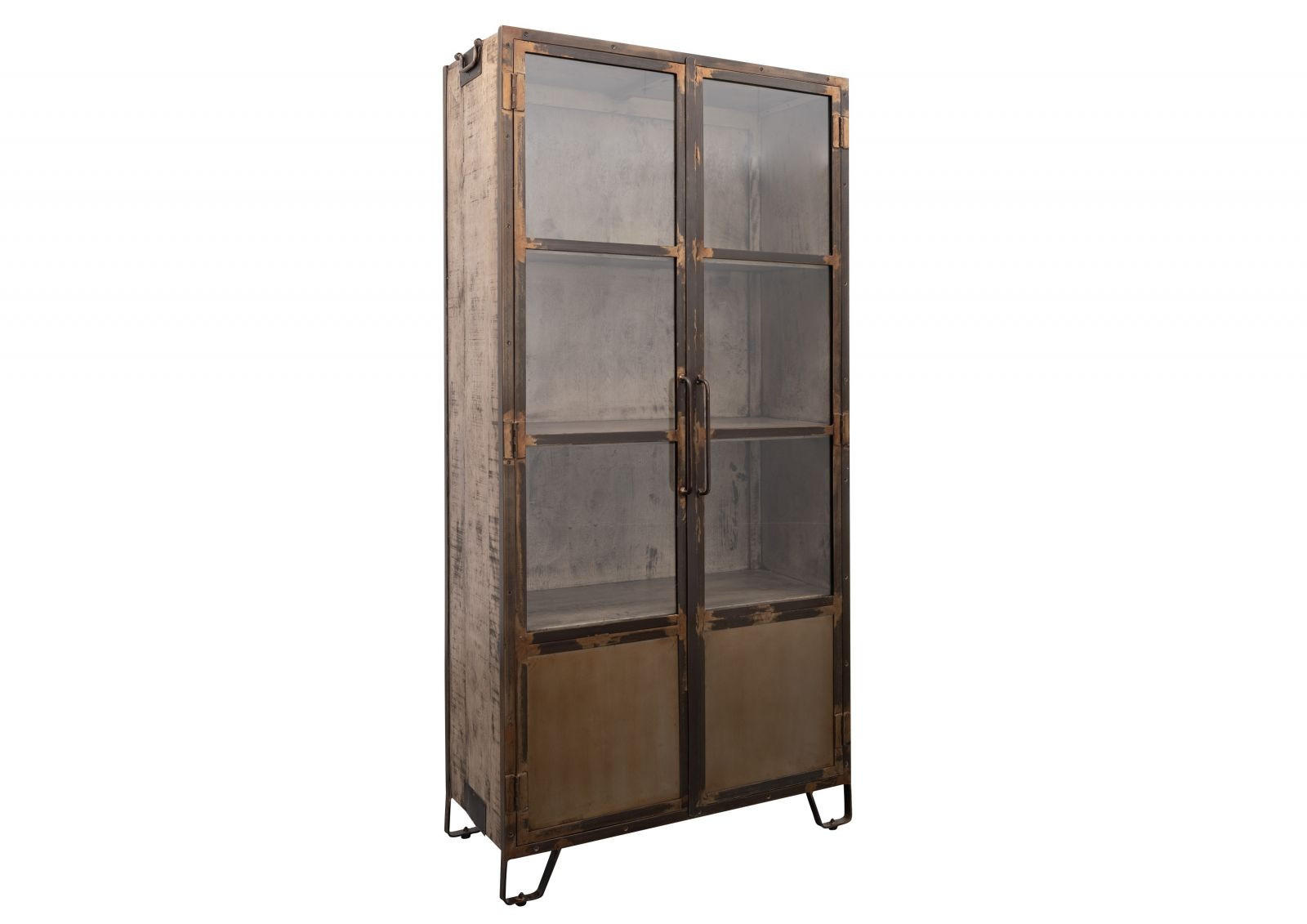 VITRINE Mango 90x40x190 braun lackiert HEAVY INDUSTRY #223 - Braun, Holz (90/190/40cm) - Massivmoebel24