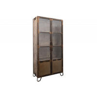 VITRINE Mango 90x40x190 braun lackiert HEAVY INDUSTRY #223 - Braun, Holz (90/190/40cm) - Massivmoebel24