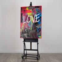 GEMÄLDE Love Schattenfugenrahmen Pink 140x100 cm - Pink, Holz (140/100cm) - YS-art gallery