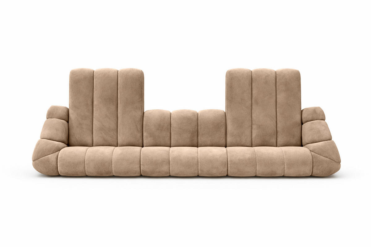 ECKSOFA Modulare U-Form, Veloursstoff Bluvel, Latte, CROISSANT U - Hellbraun, Holz (413/72/190cm) - Kaiser Möbel