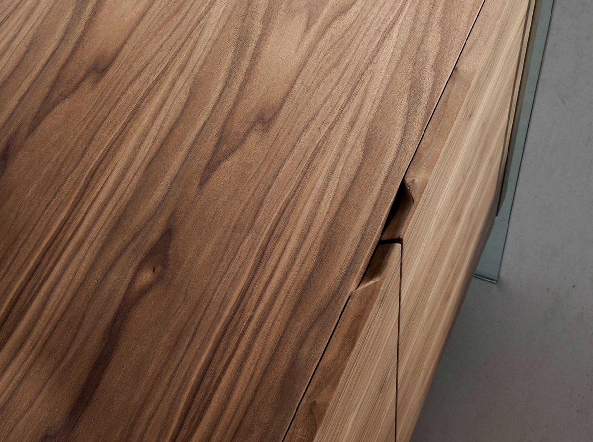 SIDEBOARD Sideboard aus Nussbaum und gehärtetem Glas 170/43/77 cm - Transparent/Walnussfarben, Glas/Holz (170/77/43cm) - ANGEL CERDA