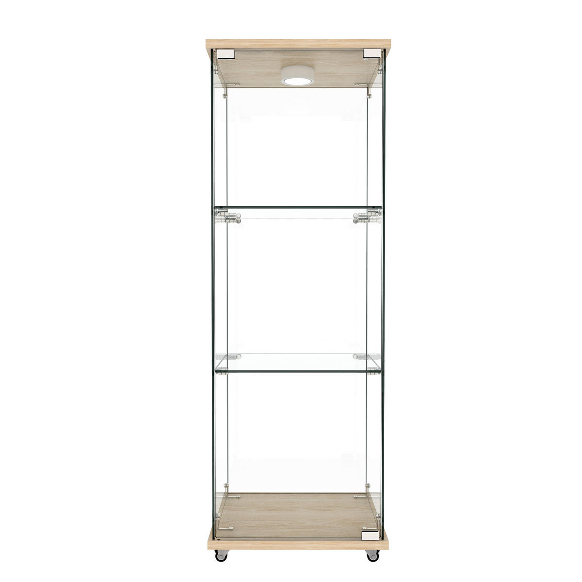 GLASVITRINE 36,5/42,5/120 cm naturfarben aus MDF und Glas mit LED-Beleuchtung - Naturfarben, Holzwerkstoff (42.5/120/36.5cm) - OKWISH
