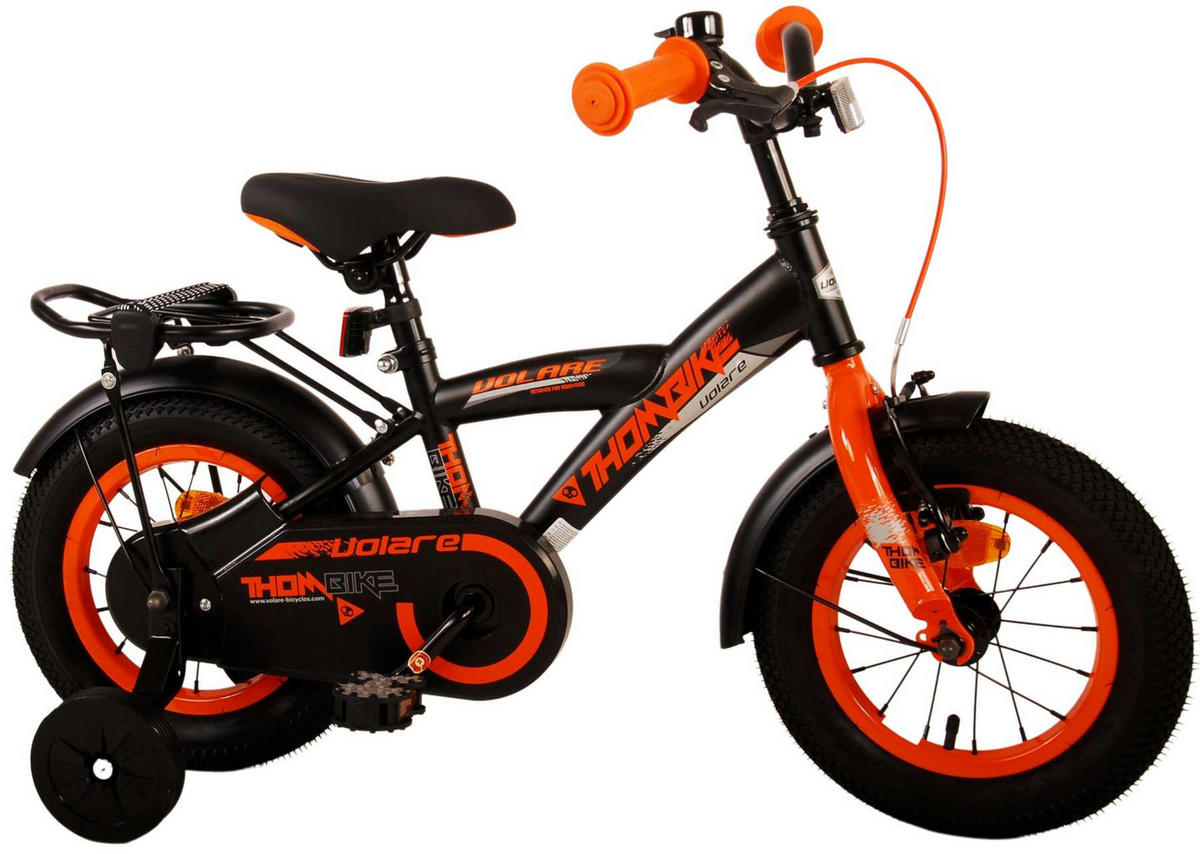 KINDERFAHRRAD Thornbike - Jungen - 12 Zoll - Rücktritt + Handbremse - Schwarz/Orange - Schwarz/Orange, Metall (45cm) - TPFSports