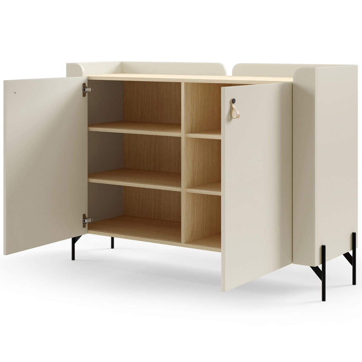 KOMODA Sorella se 2 dveřmi, 130 cm, do studentského pokoje, macadamia + dub Mavelie - béžová/barva dubu, kov/kompozitní dřevo (130/95/42cm) - Beautysofa