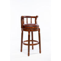 BARHOCKER 1er-Set Braun mit Echtleder und Rückenlehne - Braun, Holz (54.8/96/54.8cm) - PANGIVO