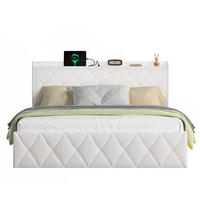 POLSTERBETT 160/200 cm aus Teddy-Stoff mit USB-Ladefunktion und LED-Beleuchtung Weiß - Weiß, Fell (160/200cm) - Modenvie