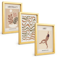 BILDER SET 3er Set - 20x30 cm Goldrahmen - Matisse Boho abstrakte Muster - Goldfarben, Kunststoff (20/30cm) - TULUP