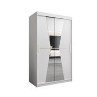 SCHWEBETÜRENSCHRANK 200/120/62 2-türig - Silberfarben/Weiß, Holz/Kunststoff (120/200/62cm) - MÖBEL KRYSPOL