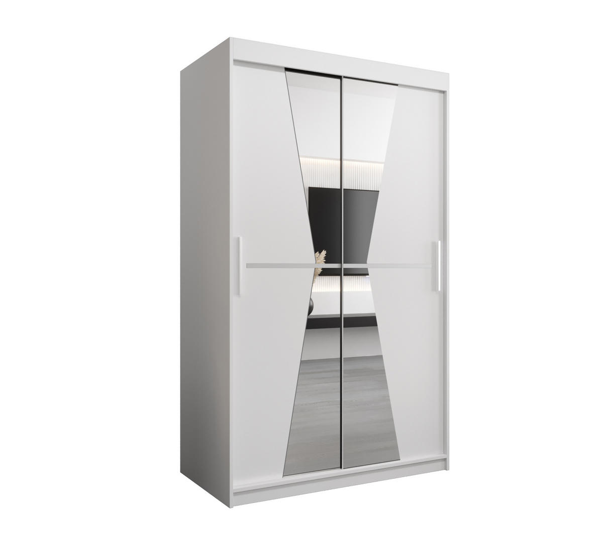 SCHWEBETÜRENSCHRANK 200/120/62 2-türig - Silberfarben/Weiß, Holz/Kunststoff (120/200/62cm) - MÖBEL KRYSPOL