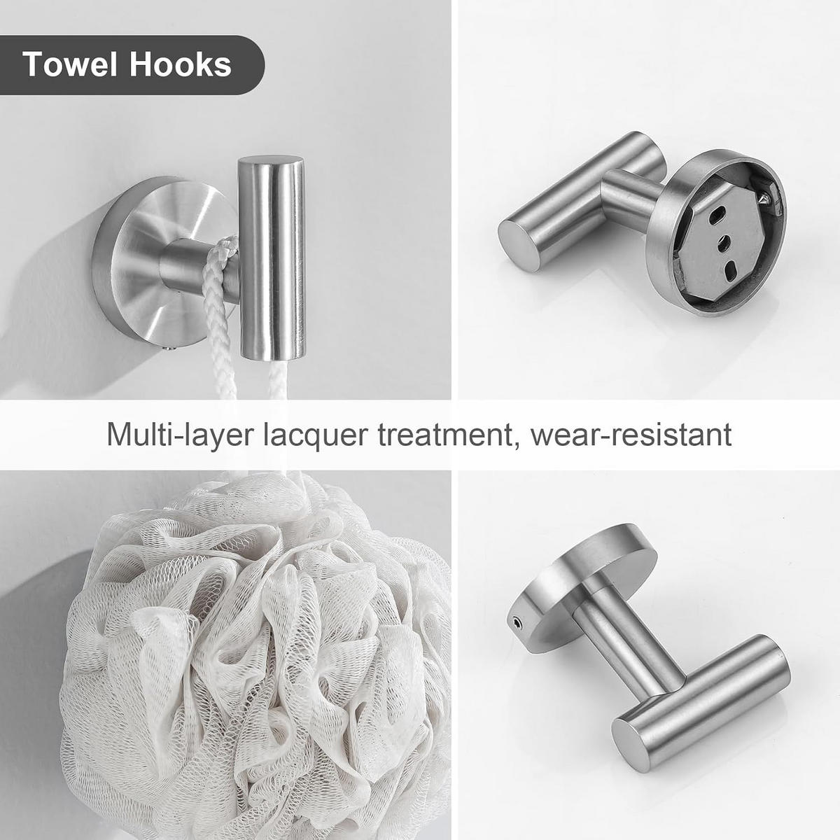BADEZIMMER-REGAL-SET, silber, 34/17/6 cm - Silberfarben, Metall (17/6/34cm)