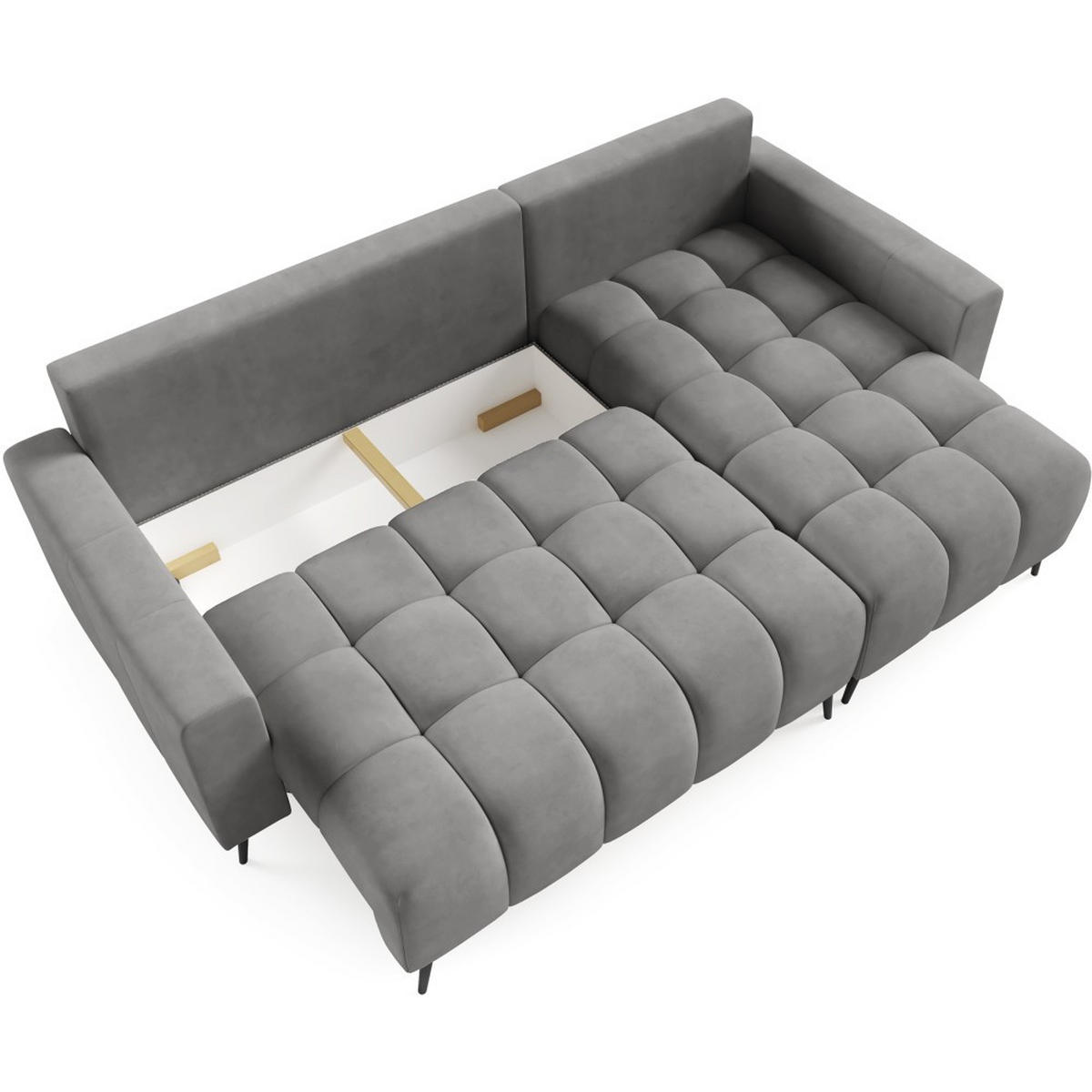 ECKSCHLAFSOFA Denver im Veloursstoff, Grau - Schwarz/Grau, Textil (232/148cm) - Beautysofa