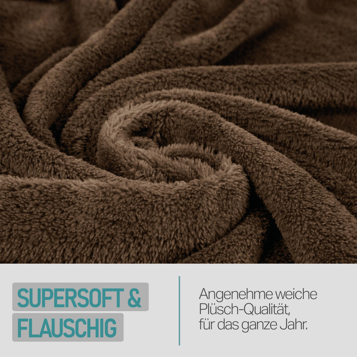 KUSCHELDECKE MIT ÄRMELN 130 x 180 cm Braun - Braun, Textil (180/130cm)