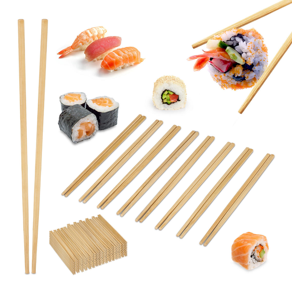 288XESSSTÄBCHEN - Hellbraun, Holz - Relaxdays