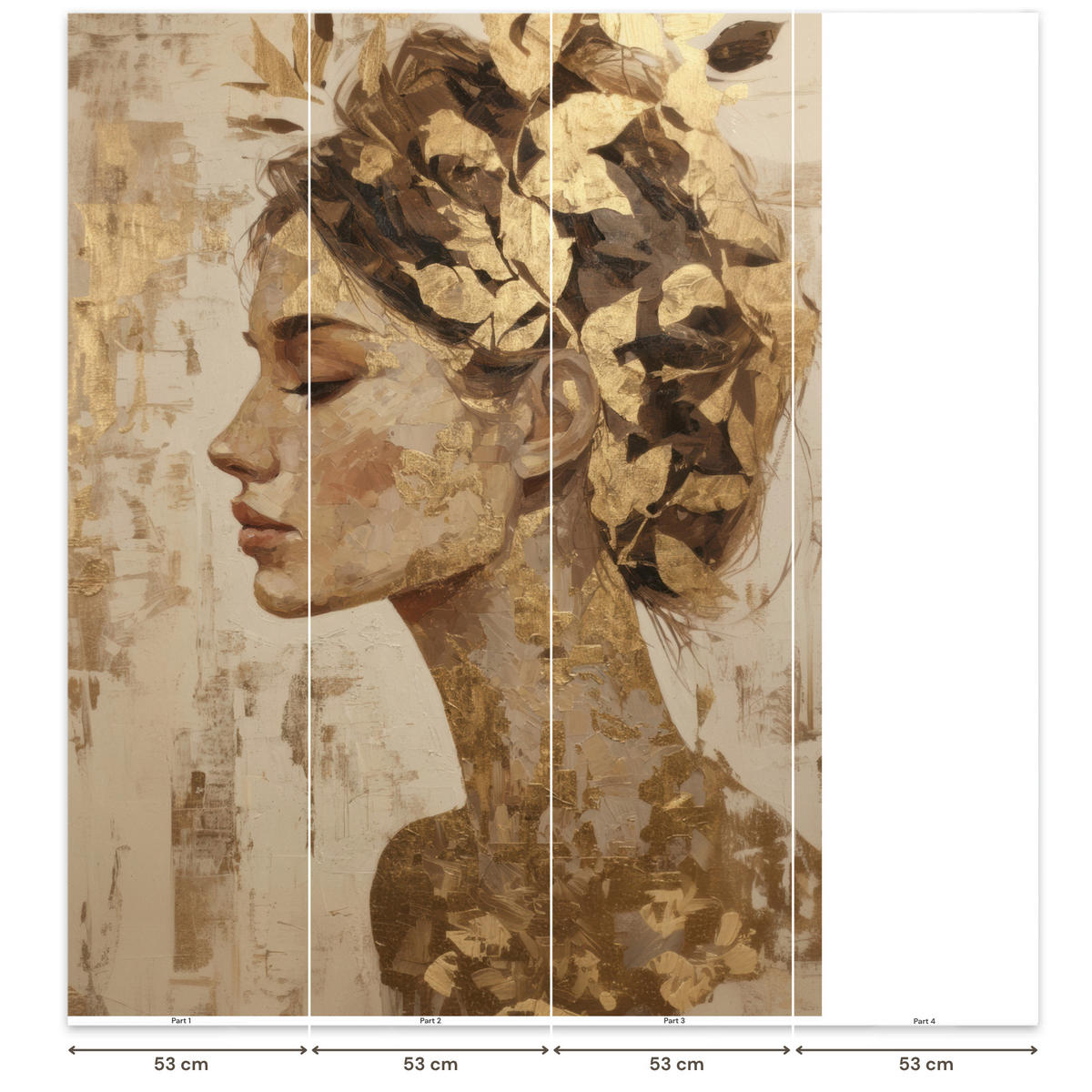 TAPETE - Frau - Gold - Abstrakt - Textur - 160x220 cm - Goldfarben, Papier (160/220cm) - OnlyWow
