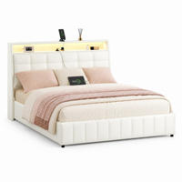 POLSTERBETT 160/200 mit Bettkasten, LED-Beleuchtung und USB in Weiß - Weiß, Holzwerkstoff/Textil (160/200cm) - EVRYAE
