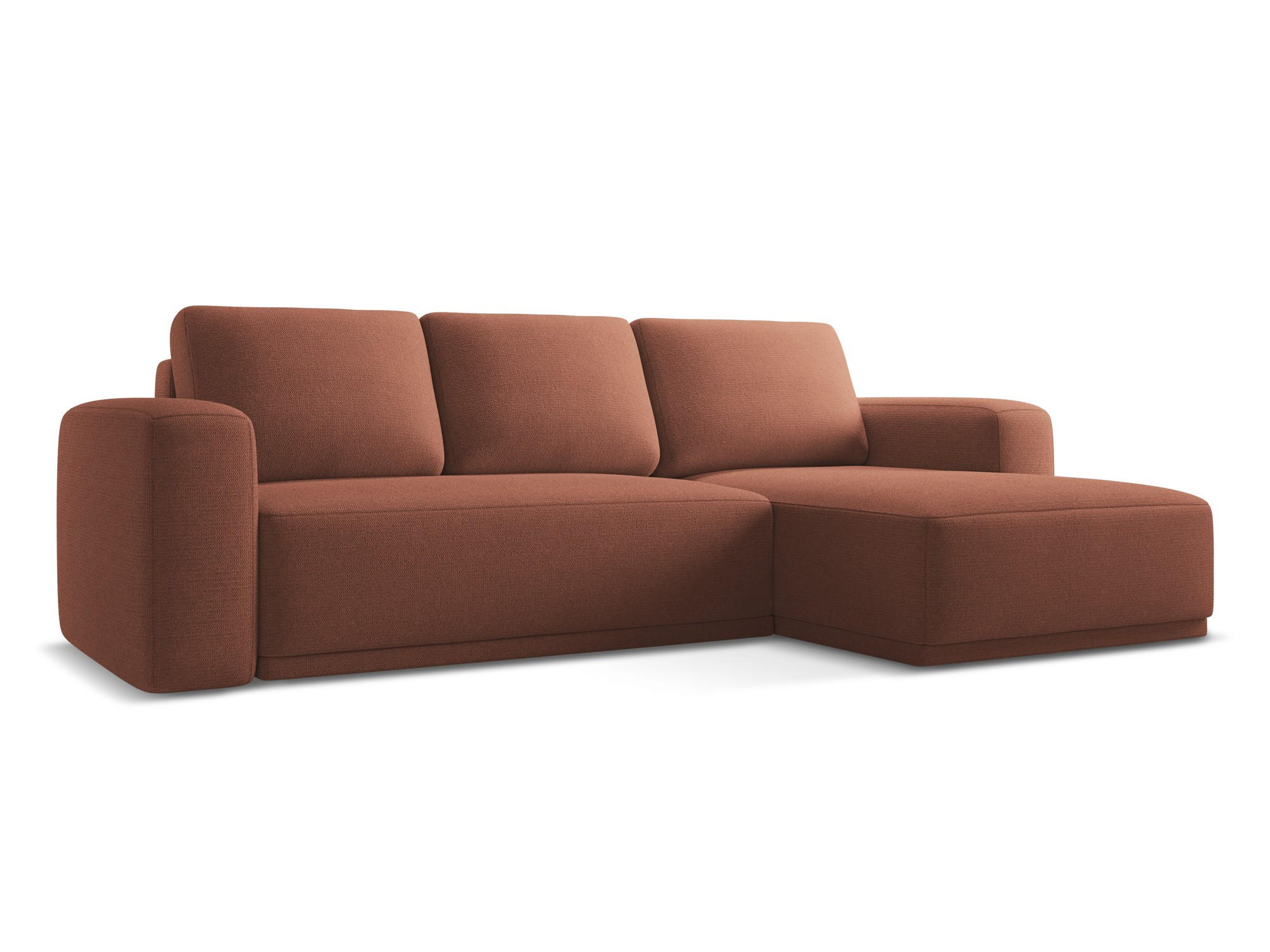 ECKSOFA mit Schlaffunktion Chenille Stoff Pink - Pink/Hellrosa, Kunststoff/Textil (258/160cm) - Makamii
