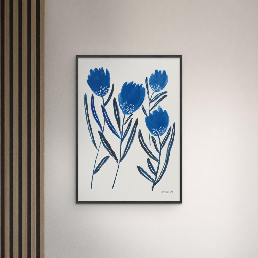 POSTER mit Rahmen Wild Apple - Borrowed and Blue II - Blau/Schwarz, Holz/Papier (50/70cm) - Poster&Frame