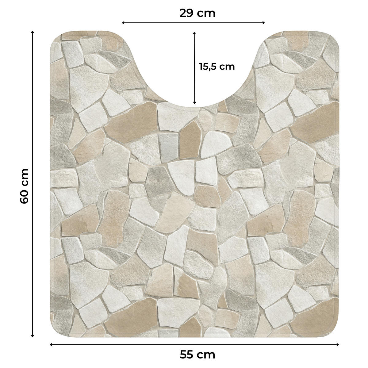 WC-VORLEGER Mosaik - Steine - Beige Toilettenvorleger 55x60 cm - Beige, Kunststoff/Textil (55/1cm) - OnlyWow