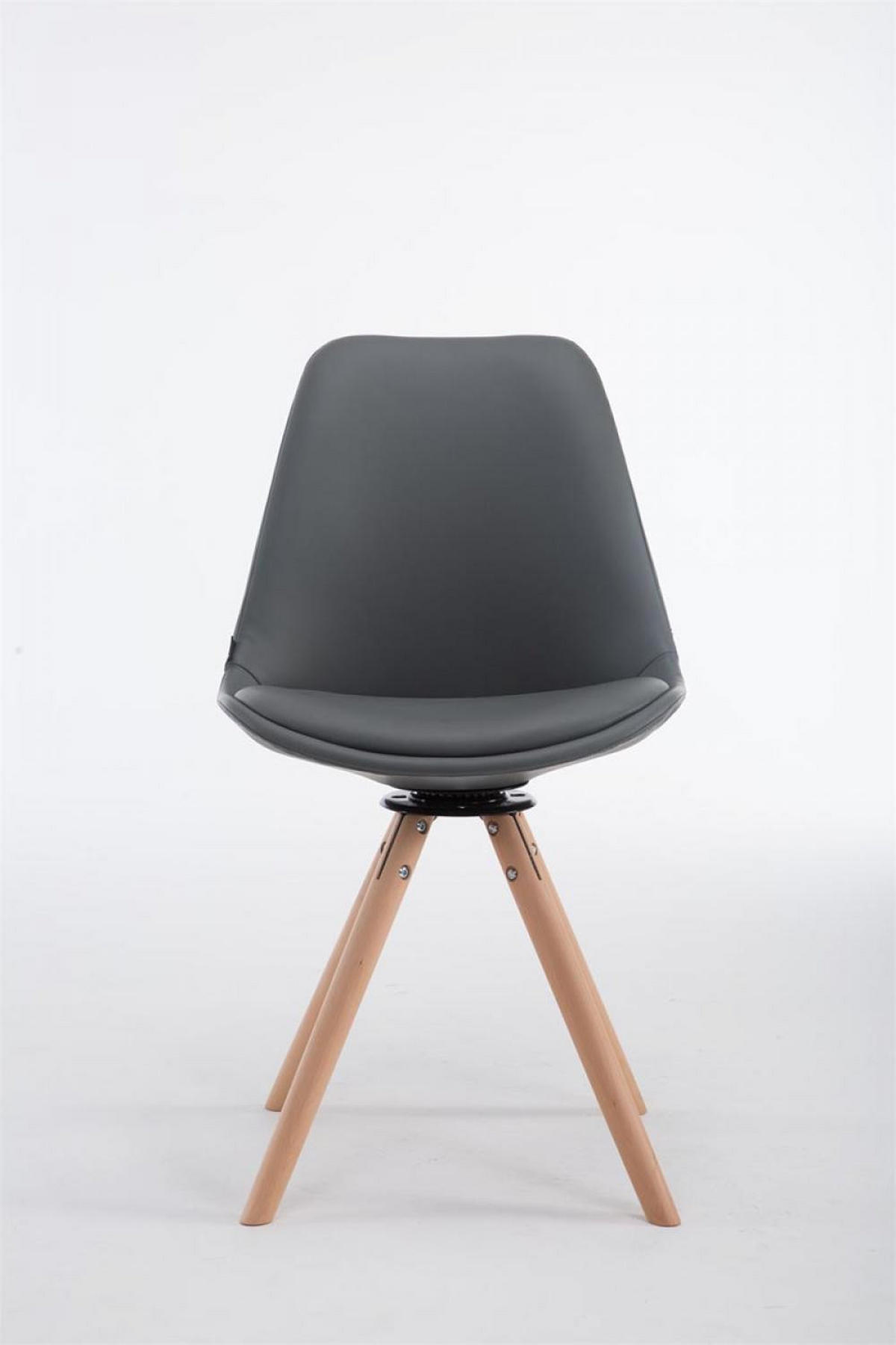STUHL Lederlook grau - Eukalyptusholzfarben/Grau, Holz/Textil (48/84/56cm) - CLP