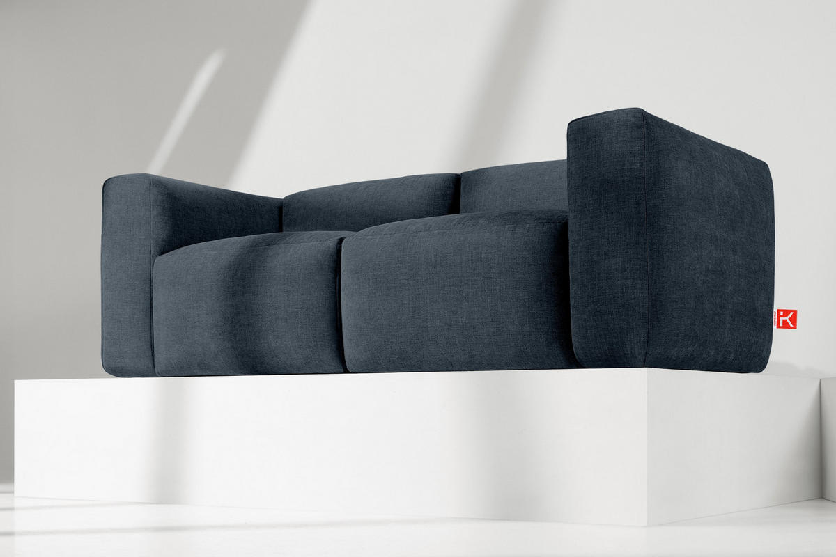 2-SITZER-MODULSOFA BUFFO mit extrem weicher und bequemer Sitzfläche, Gewebestoff, dunkelblau - Dunkelblau, Textil (210/73/96cm) - KONSIMO®