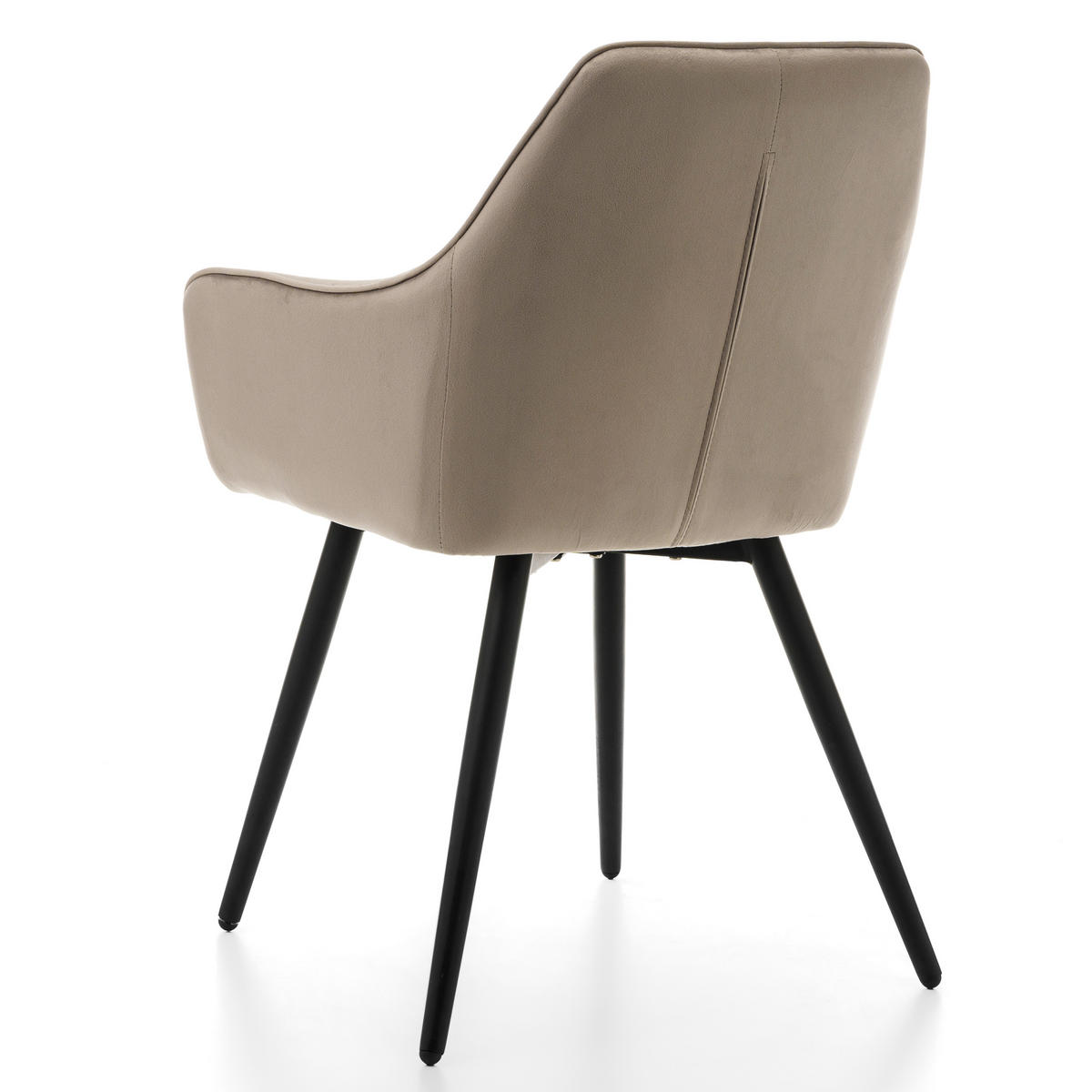 STUHL PASSO gepolstert mit Steppung - dunkelbeige - Samt Velours - Beige/Schwarz, Textil/Metall (58/87/60cm) - NEW HOME