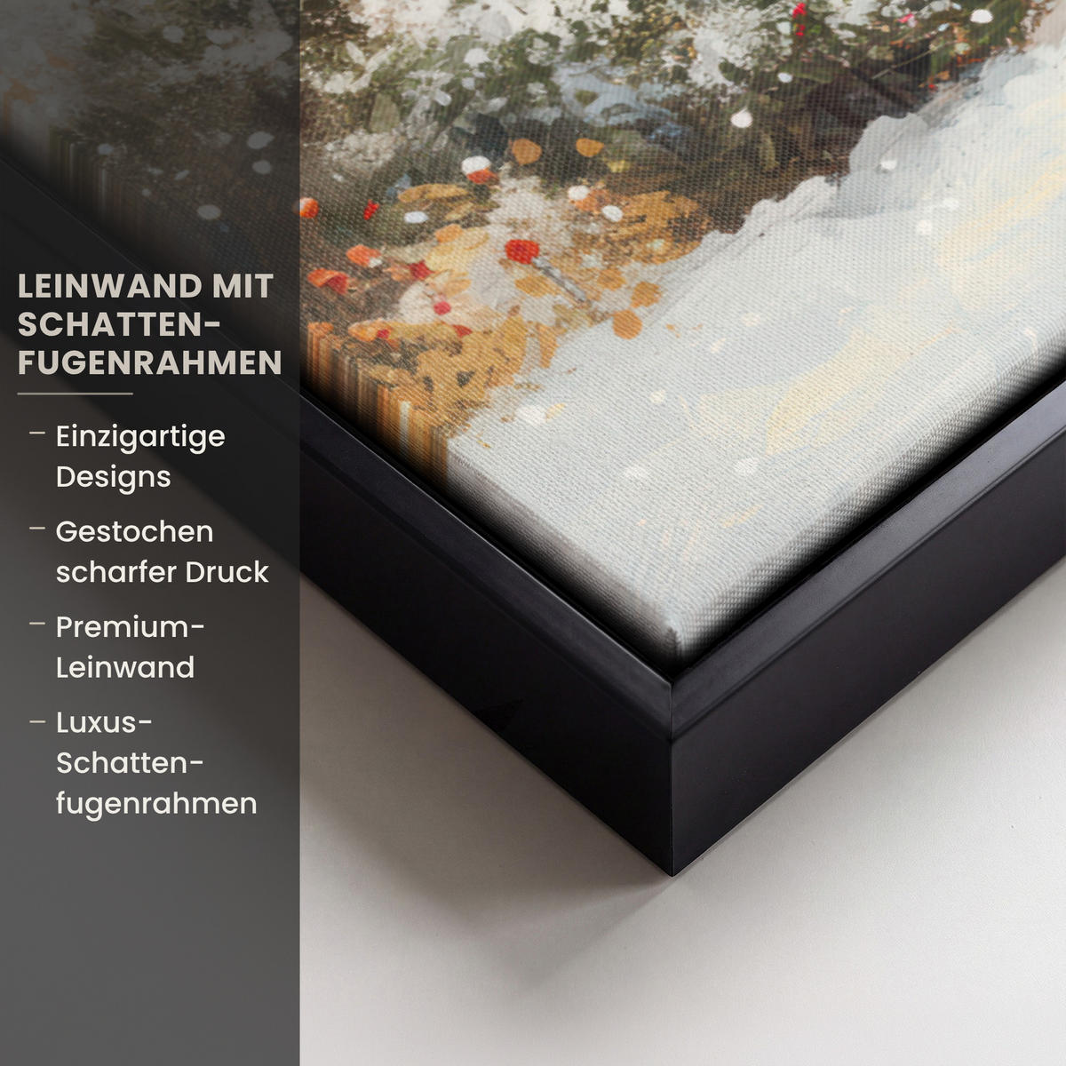 LEINWAND Bilder mit Rahmen - Weihnachten - Zuhause - Winter - Schnee - 70x50 - Creme, Textil (70/50cm) - MuchoWow