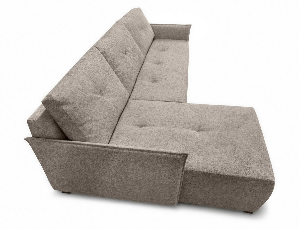 ECKSOFA L Form Damascus Hellbraun 212/143/88 cm Links mit Schlaffunktion - Hellbraun/Schwarz, Kunststoff/Textil (143/212cm) - AX Living