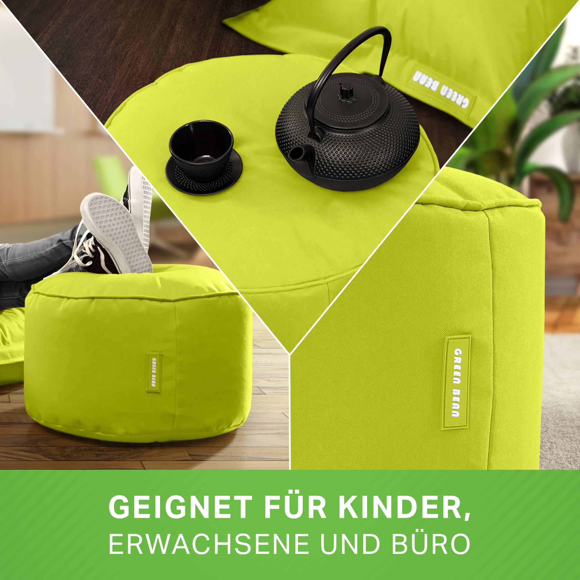 SITZSACK-HOCKER Pouf "Stay" 45x25cm - Hellgrün, Textil (45/25/45cm) - Green Bean