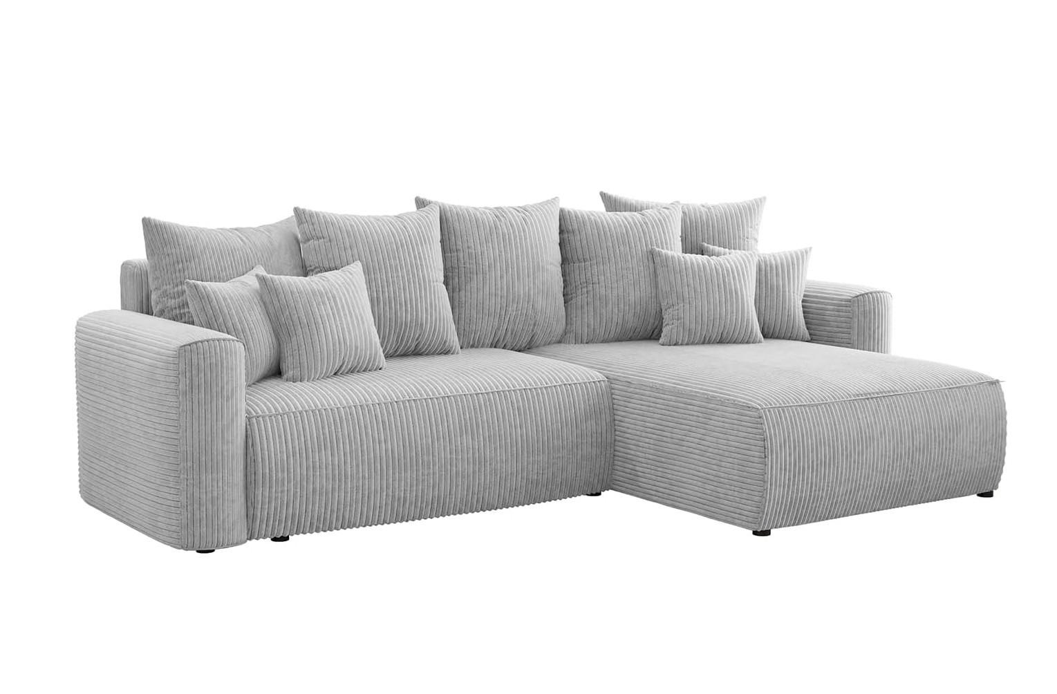 ECKSOFA BALI L - Hellgrau/Schwarz, Holzwerkstoff (260/160cm) - Meblini