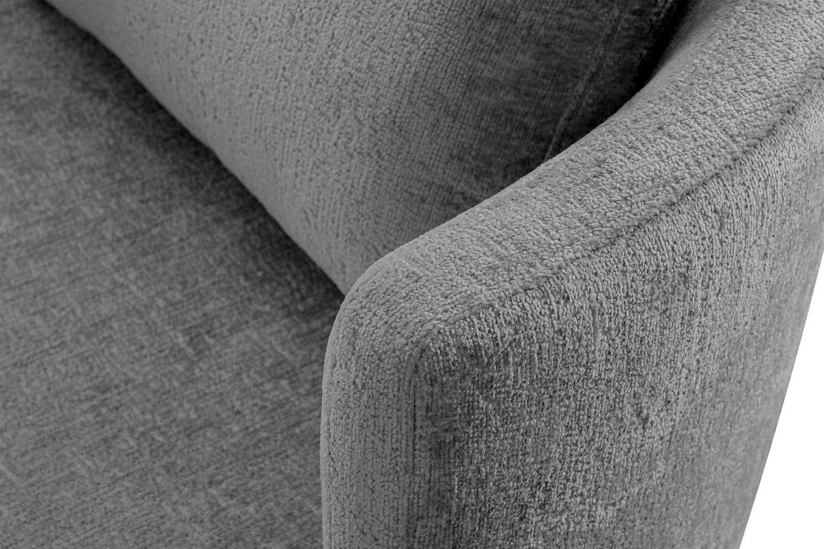 DREHSESSEL-SET RAGGI inkl. Sitzhocker, Chenille-Stoff, grau - Grau, Textil (92/75/80cm) - KONSIMO®