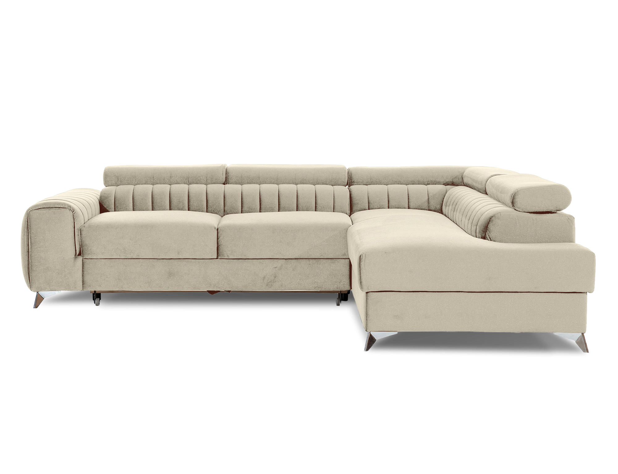 ECKSOFA Laurence mit Schlaffunktion & Bettkasten – 278 x 205 cm, verstellbare Kopfstützen - Beige, Kunststoff (278/205cm) - Wohnideebilder