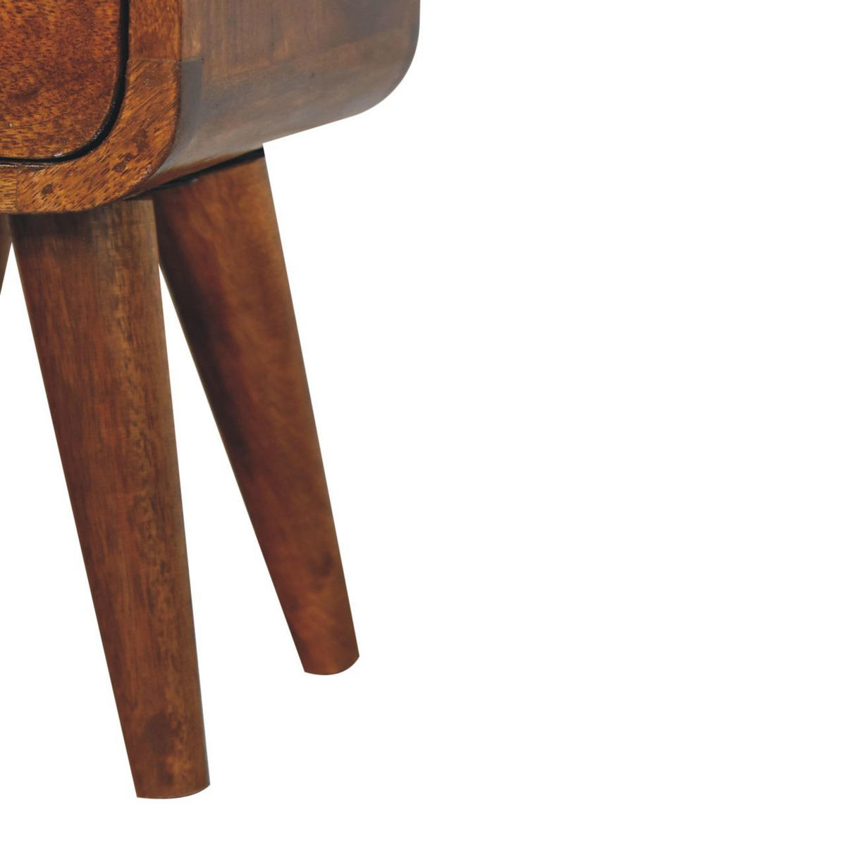 NACHTTISCH Extra Mini Curve mit Offenem Slot, 1 Schublade, Braun - Messingfarben/Braun, Mangoholz/Holz (20/40/20cm) - Artisan Furniture