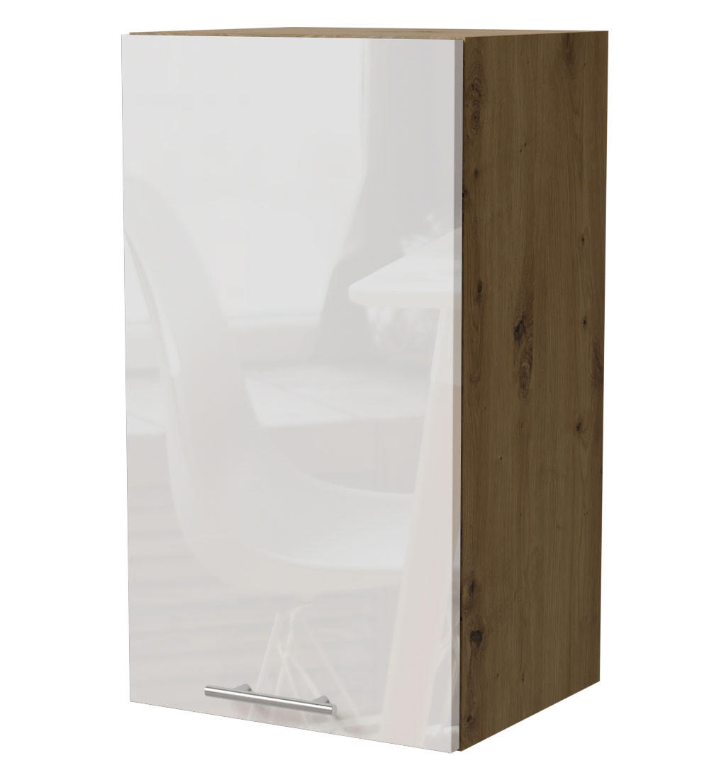 Feldmann-Wohnen Küchenhängeschrank Weiß Hochglanz, Eiche Artisan 40x72x32.5 cm